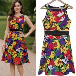 Joseph Ribkoff Colourful Floral Fit N Flare Midi Dress